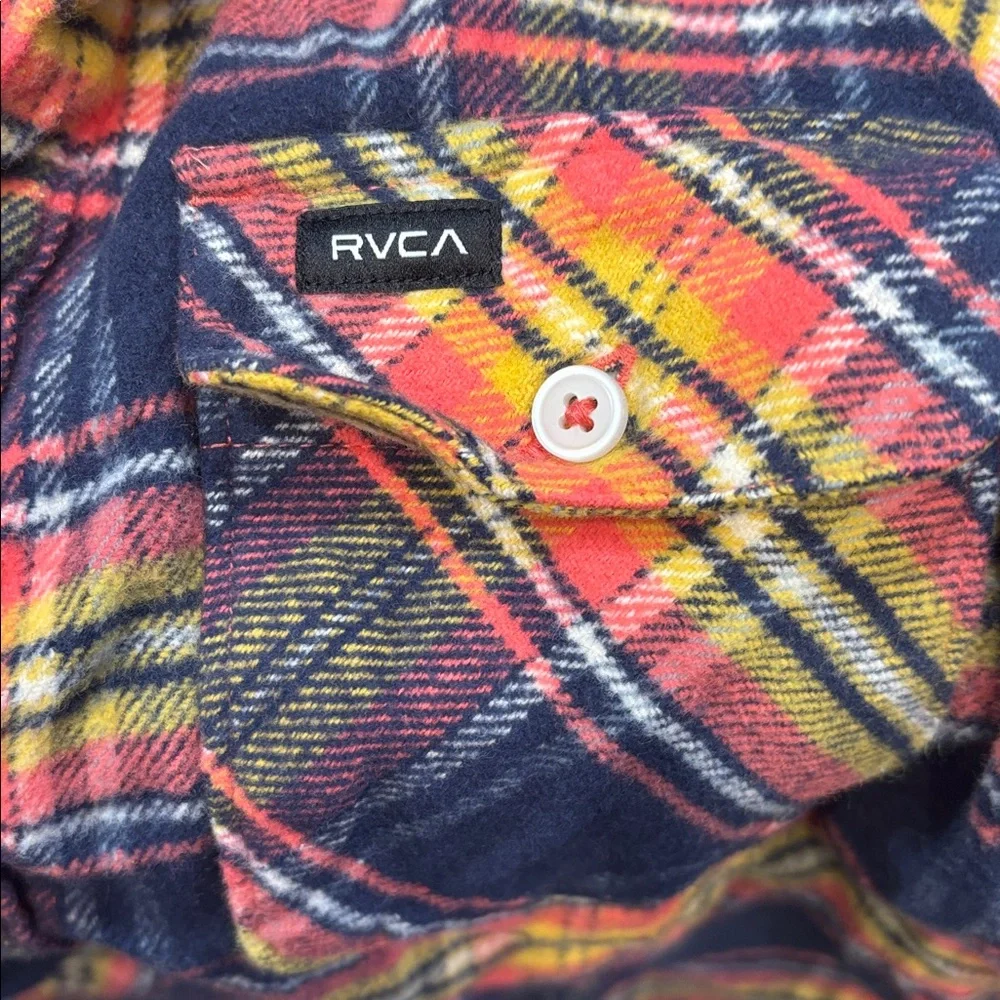 New! RVCA Boys Fit Multicolor Plaid Shirt
